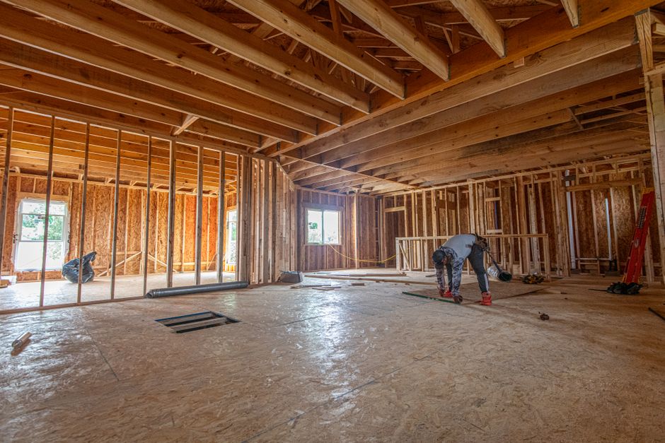 Home construction framing for a new residential addition